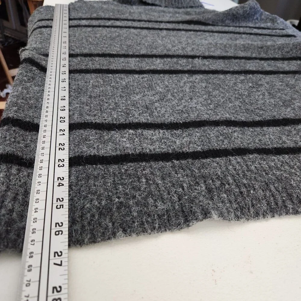 Grace + Karma Turtleneck Sweater 1X Gray & Black Striped Boho Cottage